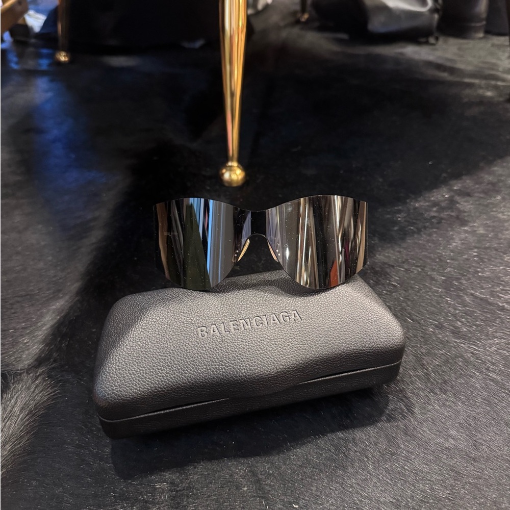 Balenciaga Reflective Black Visor Sunglasses